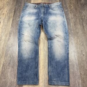 Camp David Red Team 25 Jeans Mens 38x29* Blue Straight Leg Distressed Denim